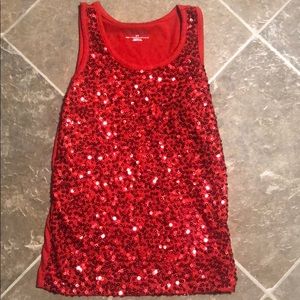 Red sequins tank